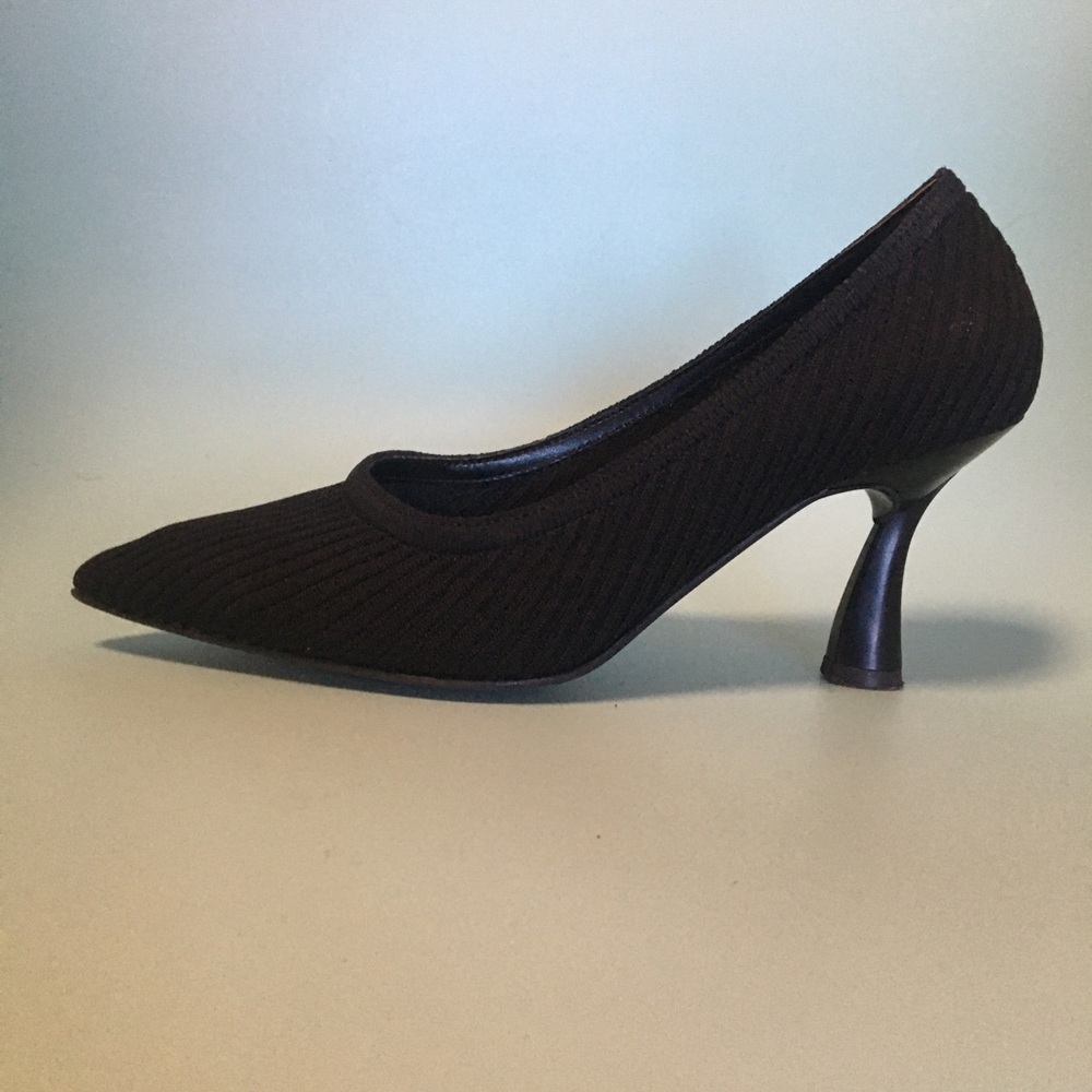 Erdem Black Cloth Ribbed Heels